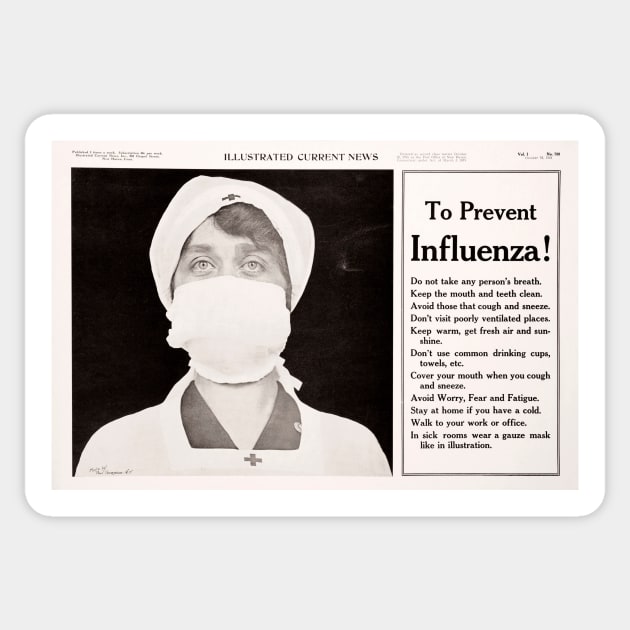 Influenza prevention, 1918 pandemic (C017/9447) Sticker by SciencePhoto